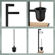 Oak toiletborstel en toiletrolhouder